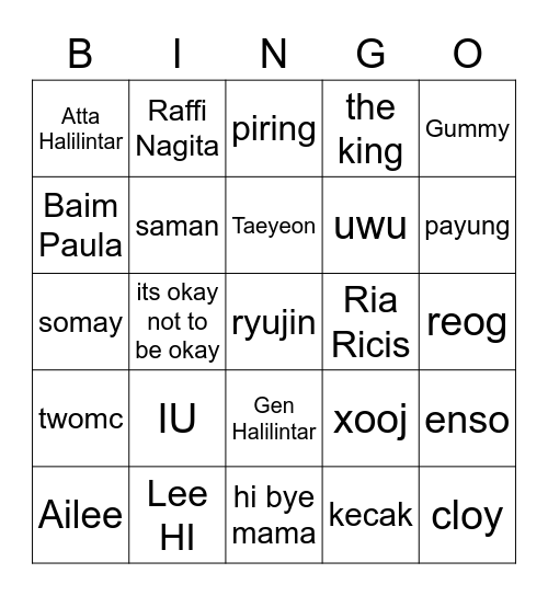 bingo with solar Bingo Card