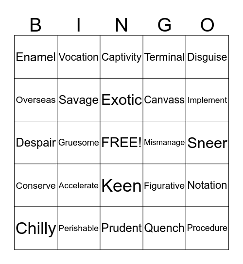Lesson 3 Bingo Card