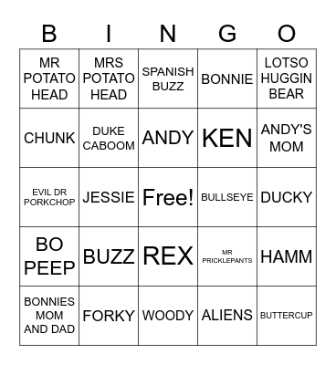 TOY STORY BINGO Card