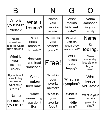 Young Child Psych-Ed 1 Bingo Card