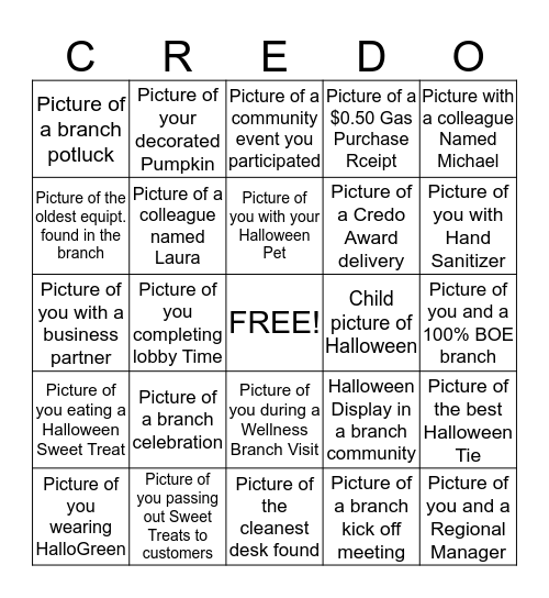 Field Operations Credo Celebration BINGO Card