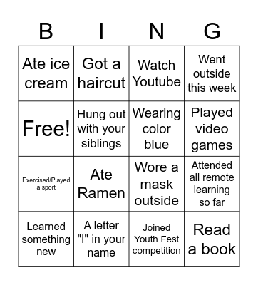 Quarantine Bingo Card