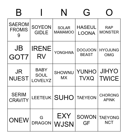 ENA98JUYEON Bingo Card