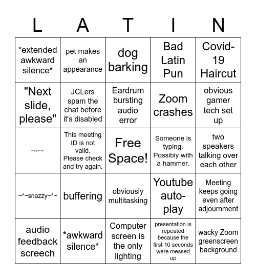 Virtual NJCL GA Bingo Card