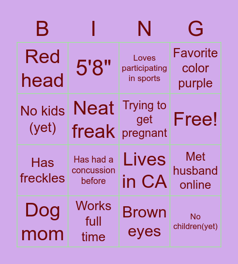 Alex's bingo Card