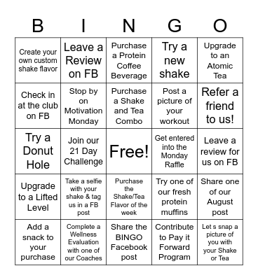 Dover Nutrition Bingo Card