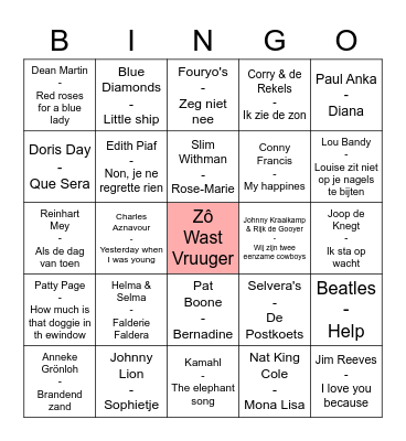 Muziek allerlei 1 Bingo Card