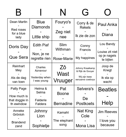Muziek allerlei 1 Bingo Card