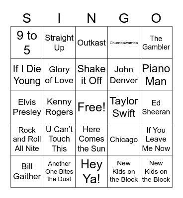 GWINNETT SINGO Bingo Card