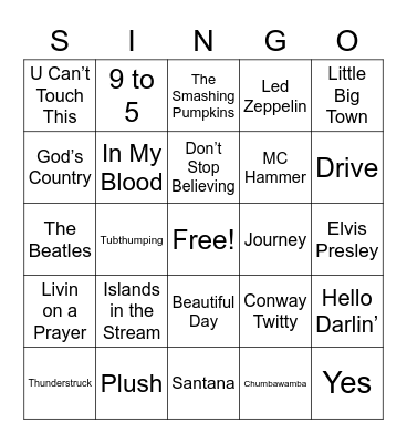 GWINNETT SINGO Bingo Card