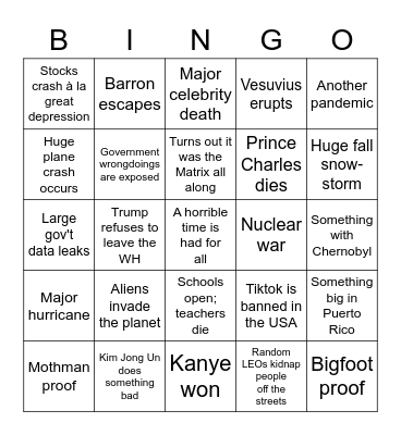 2020 BINGO Card
