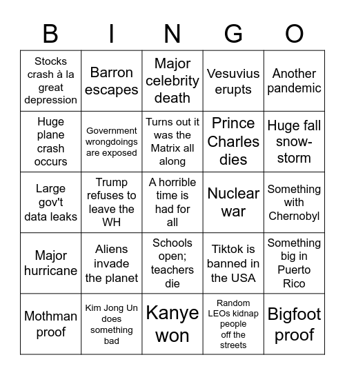 2020 BINGO Card