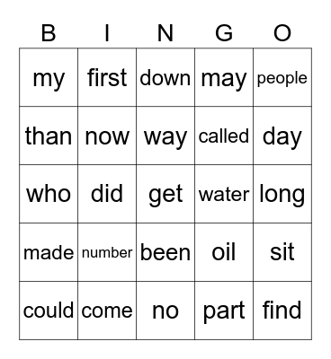 Nicholas 3 Bingo Card