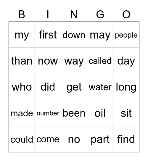 Nicholas 3 Bingo Card