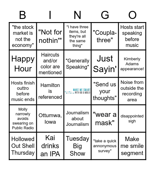 Make Me Smart Bingo Card