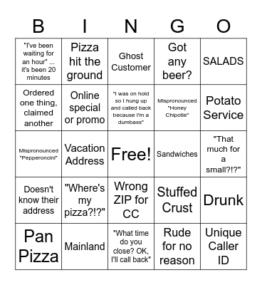 PJ BINGO Card