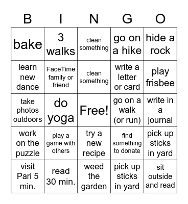Summer Bingo Card