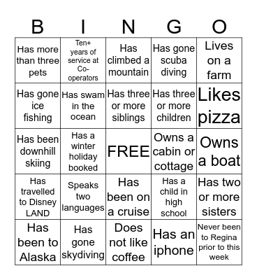 Autograph Bingo Card