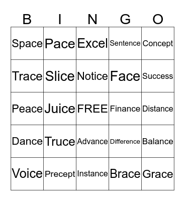 Soft C BINGO Card