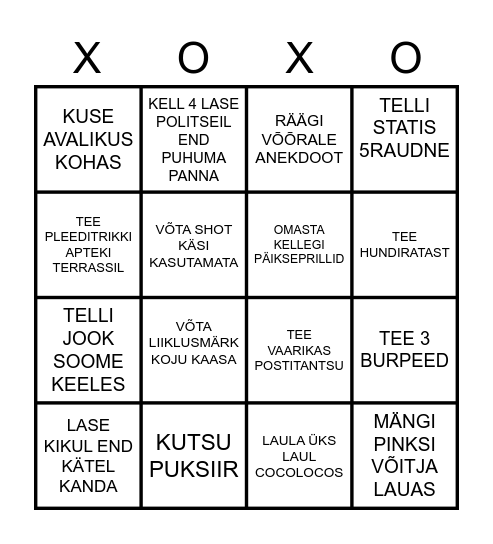 22 VIIMANE TAKS Bingo Card