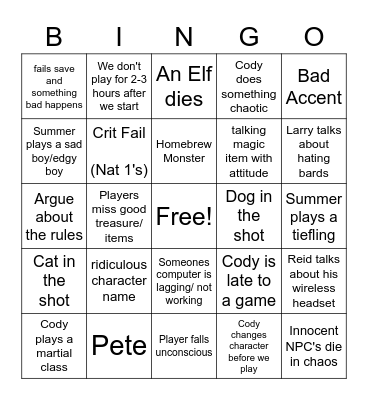 Untitled Bingo Card