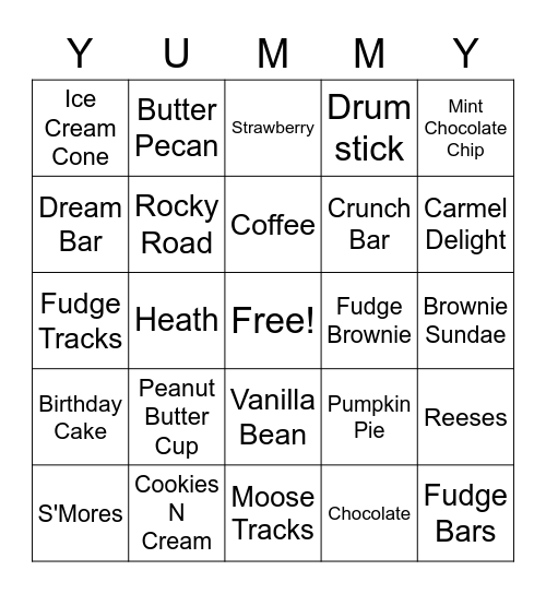 Ice Cream Flavors #2 Bingo Card
