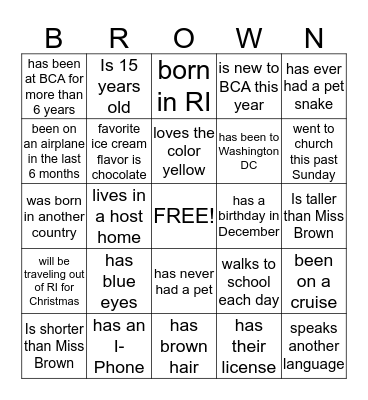 Identity. Who Am I? Who Are You? Bingo Card