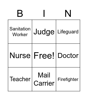 Community Helpers Bingo Card