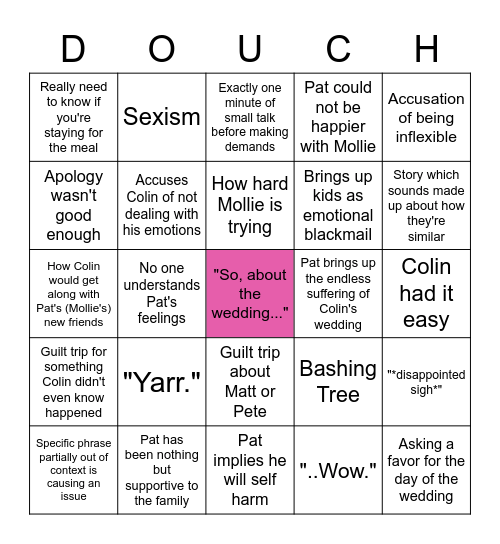 PAT PHONE CALL BINGO Card