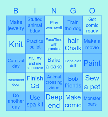 Tess’s Bingo Card