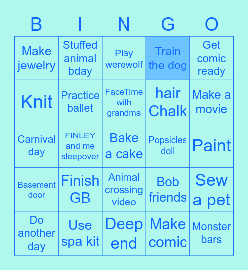 Tess’s Bingo Card