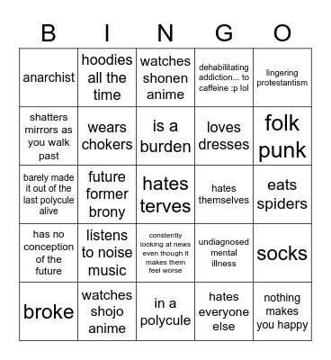 trans girl bingo Card