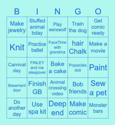 Tess’s Bingo Card