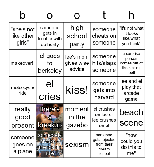 kissing Bingo Card