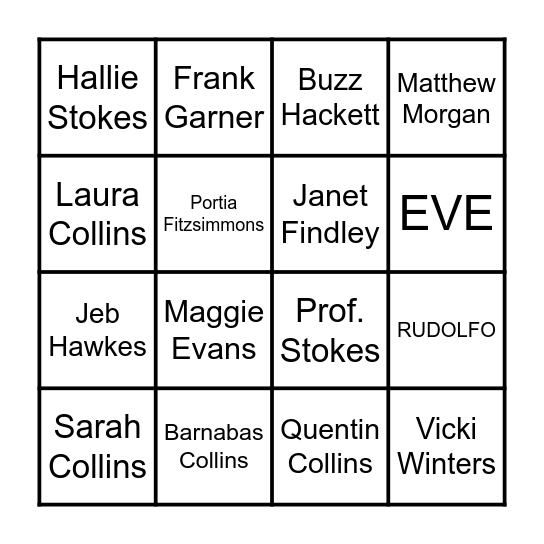 DARK SHADOWS     6A Bingo Card
