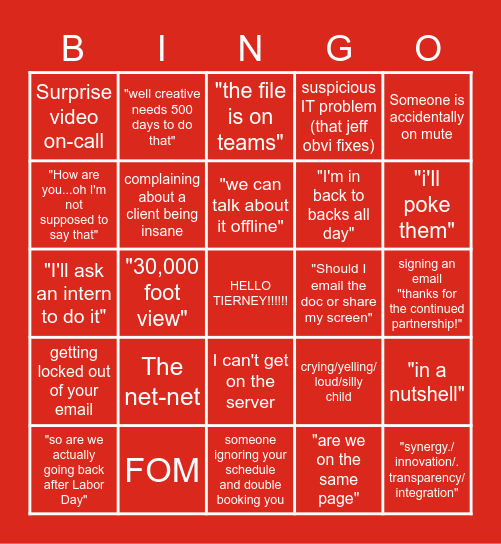 making WFH more and more fun by the day Bingo Card