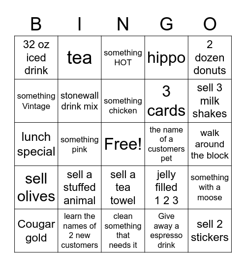 July 25 2020 Bingo Card