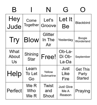 Songs Bingo Card