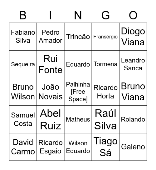 Jogadores do Braga vendidos ao Sporting Bingo Card