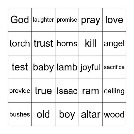 Abraham's Big Test Bingo Card