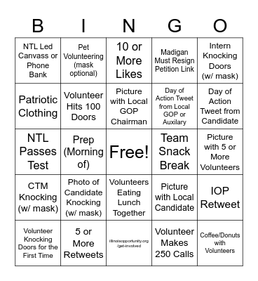 IOP Twitter Bingo July 2020 Bingo Card