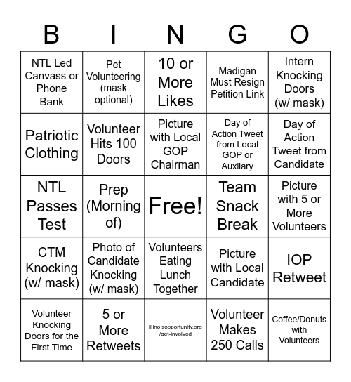 IOP Twitter Bingo July 2020 Bingo Card