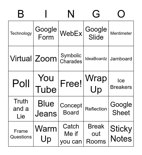 Virtual Engagement Activities Bingo Card