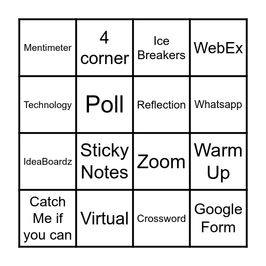 Virtual Engagement Activities Bingo Card