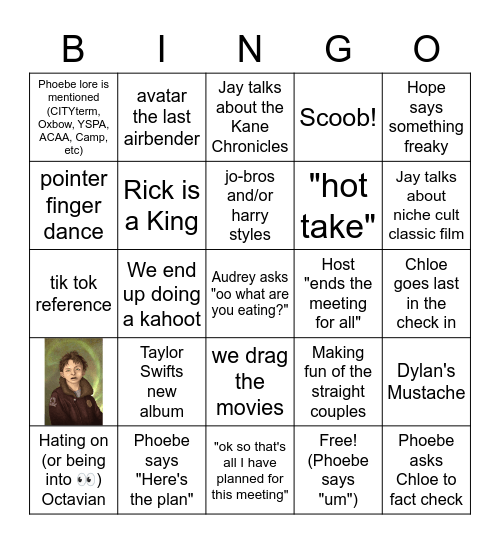 PJO Book Club Bingo Card