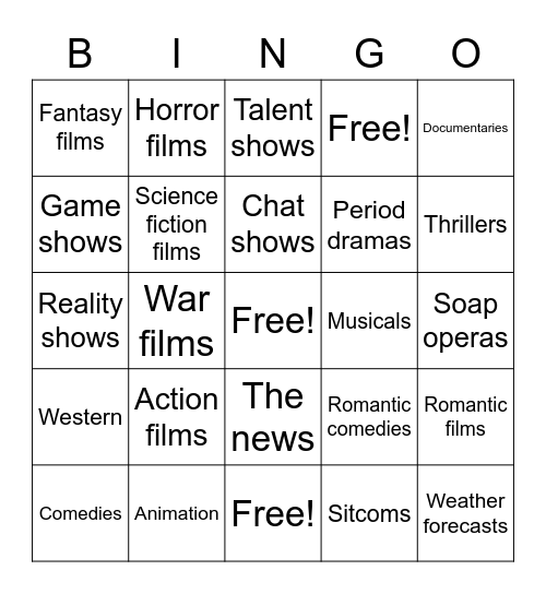 Do you enjoy___________? Bingo Card