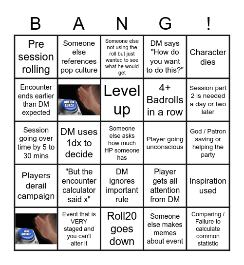 Revamped D&D Session Goes? Bingo Card