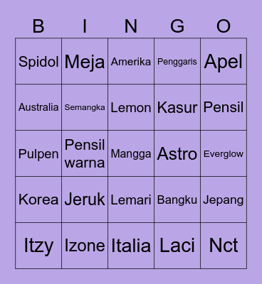 Main Bingo Card