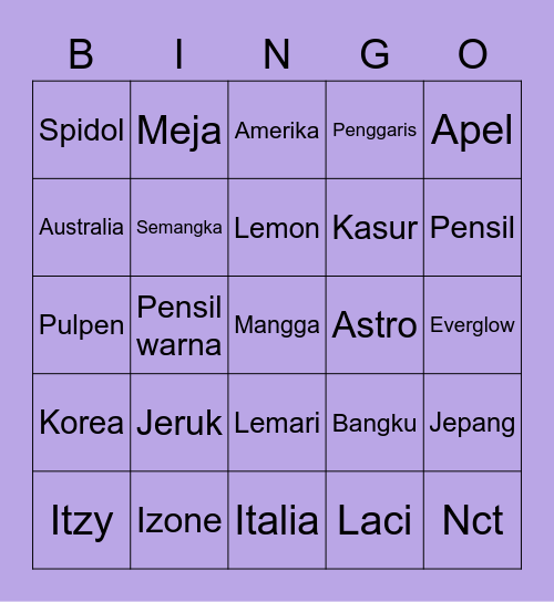 Main Bingo Card