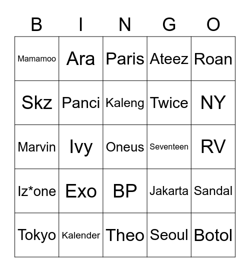 VIINI Bingo Card